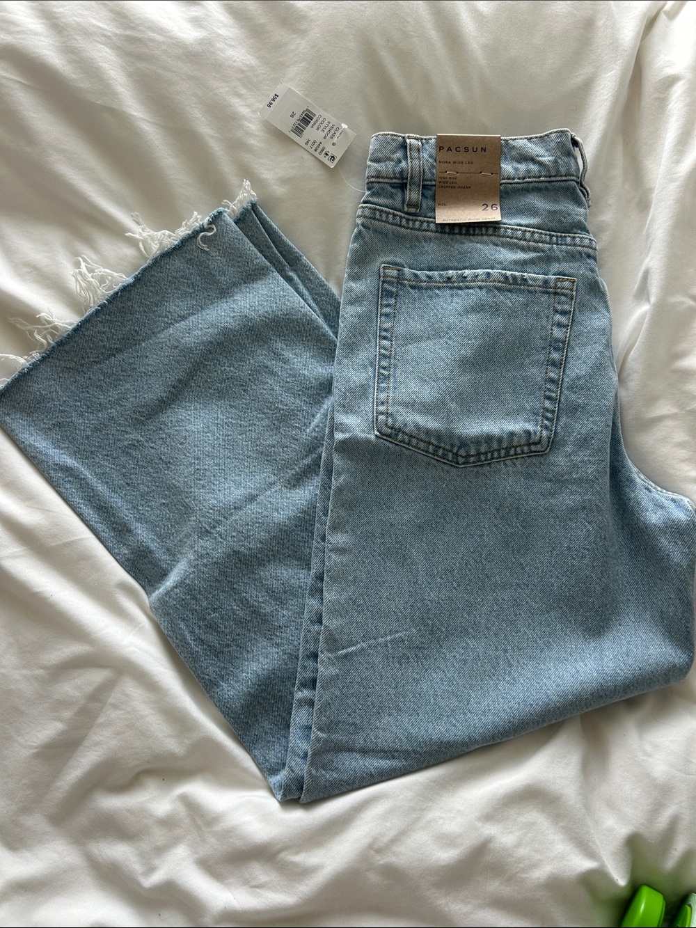 PacSun Light Blue Wide Leg  Cropped Jeans with Raw Hem
